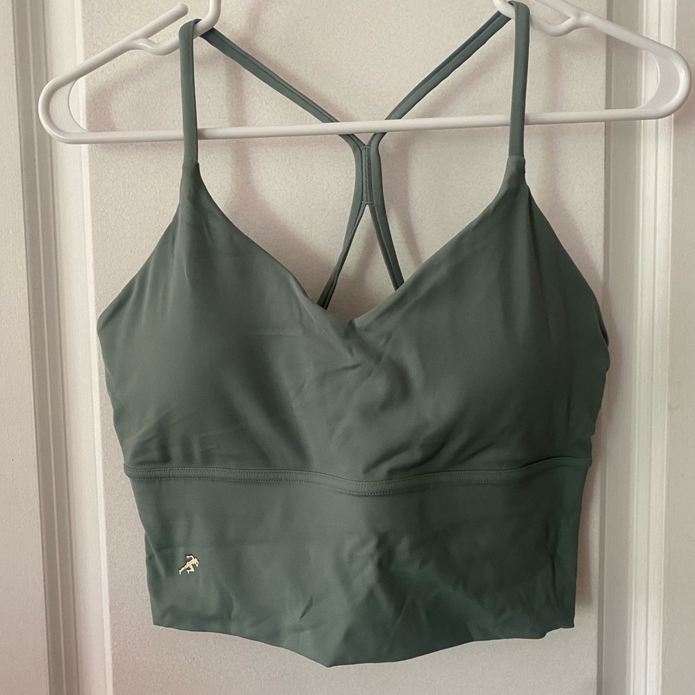 Tracksmith Green Crop Top with Racerback Design